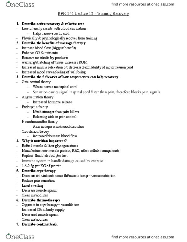 BPK 241 Lecture Notes - Lecture 12: Heat Therapy, Vasoconstriction, Pituitary Gland thumbnail