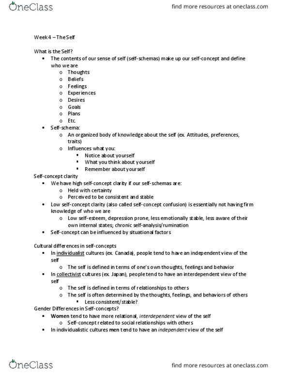 Psychology 2070A/B Lecture Notes - Lecture 4: Ego Depletion, Social Comparison Theory, Dieting thumbnail