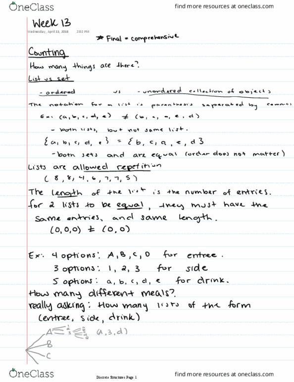 COMP 3240 Lecture 13: week 13 Counting, Lists, Probability thumbnail