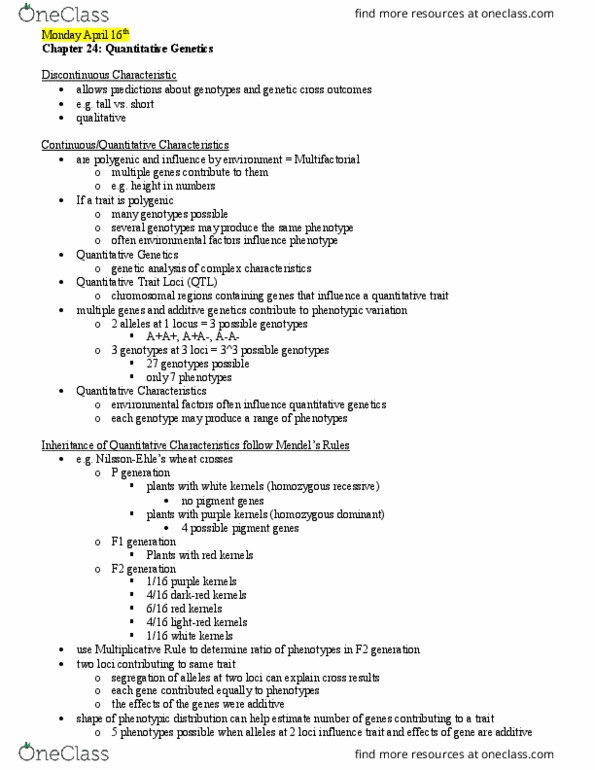 MCB 2410 Lecture Notes - Lecture 20: Time Point, Linear Regression, Genic thumbnail