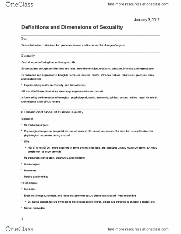 PSY 3122 Lecture Notes - Lecture 1: Virginity, Sexology, Human Sexuality thumbnail