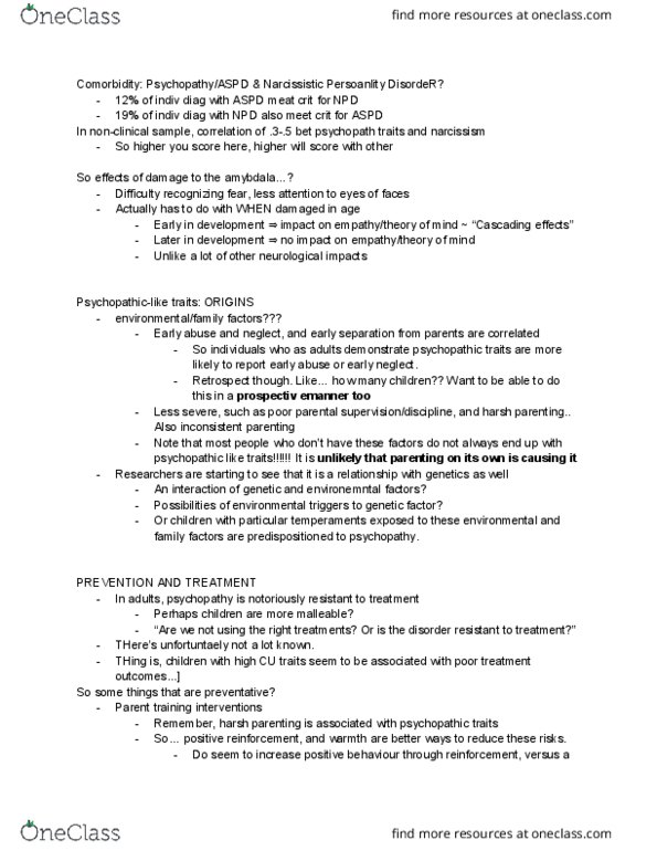 PSYC 319 Lecture Notes - Lecture 22: Impulsivity, Psychopathy, Reinforcement thumbnail