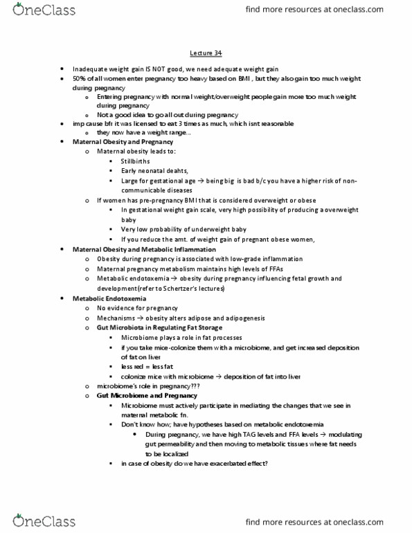 BIOCHEM 4M03 Lecture Notes - Lecture 34: Growth Factor, Fetus, Childhood Obesity thumbnail