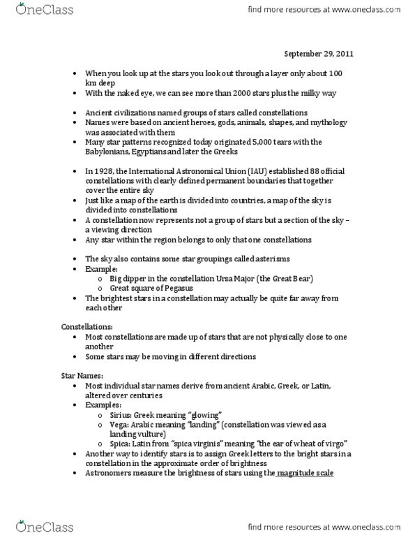 AS101 Lecture Notes - Angular Diameter, International Astronomical Union, Constellation thumbnail