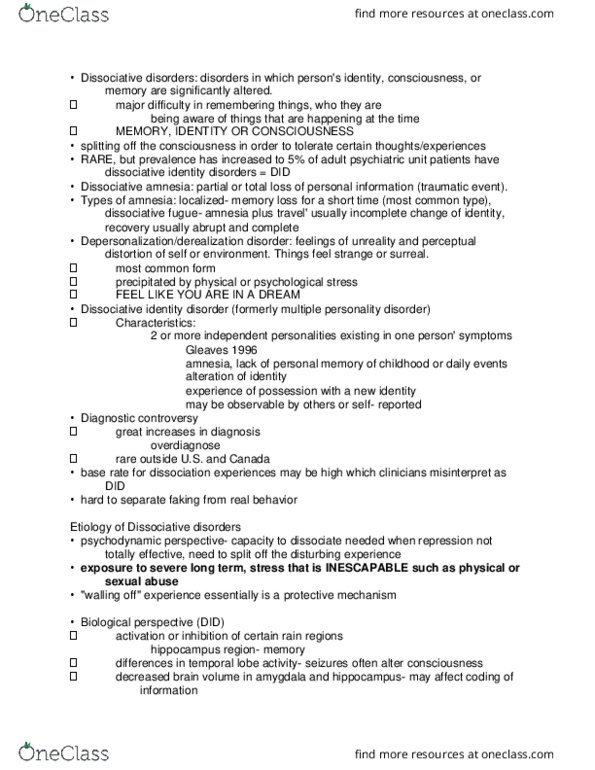 PSC 168 Lecture Notes - Lecture 8: Functional Neurological Symptom Disorder, Iatrogenesis, Threshold Of Pain thumbnail