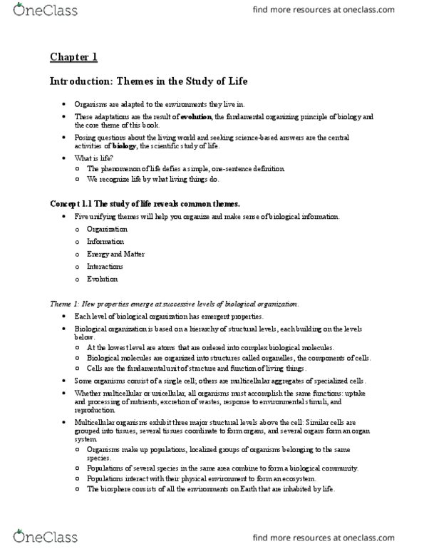 BIOL 1107 Lecture Notes - Lecture 1: Eukaryote, Theodosius Dobzhansky, Scientific Method thumbnail