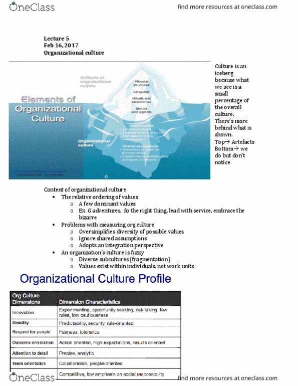 MHR 505 Lecture Notes - Lecture 5: Onboarding, G Adventures, Organizational Culture thumbnail