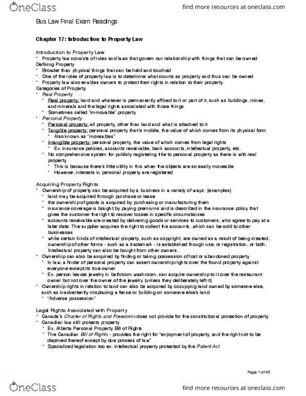 Management and Organizational Studies 2275A/B Chapter 1-3: Bus Law Final Exam Textbook Notes thumbnail