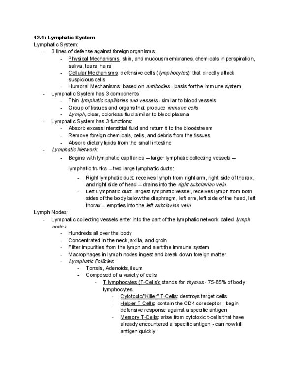 PHAR 1002 Lecture 12: Chapter 12 - The Lymphatic and Immune System thumbnail