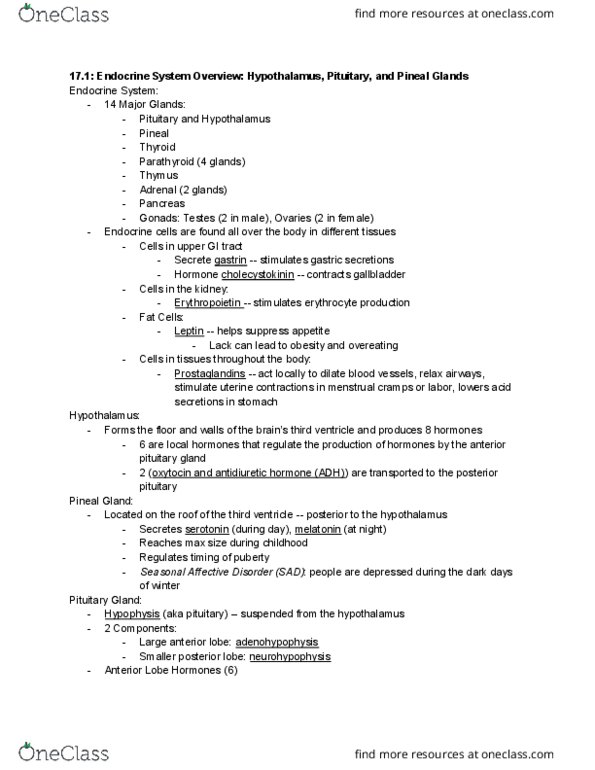 PHAR 1002 Lecture Notes - Lecture 17: Cretinism, Glycogen, Diabetes Mellitus Type 2 thumbnail