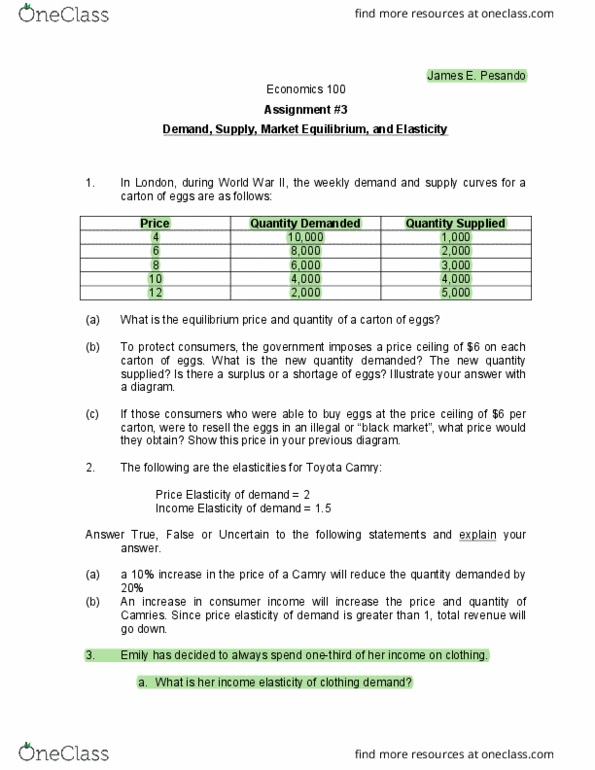 ECO100Y1 Lecture Notes - Lecture 3: Normal Good, Inferior Good, Price Ceiling thumbnail