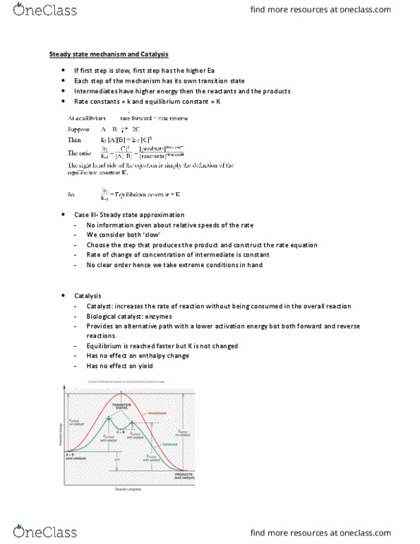 CHEM102 Lecture Notes - Lecture 6: Heterogeneous Catalysis, Equilibrium Constant, Rate Equation thumbnail