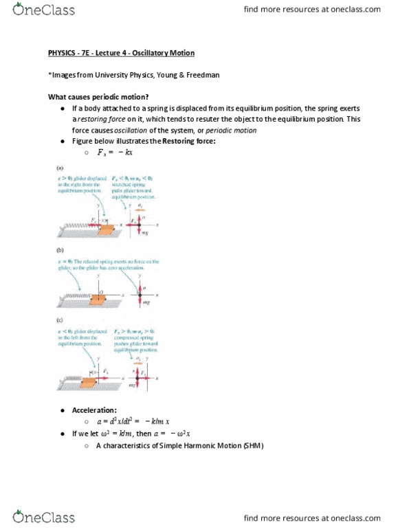 PHYSICS 7E Lecture Notes - Lecture 4: Equations Of Motion, Angular Frequency, Propagation Constant thumbnail