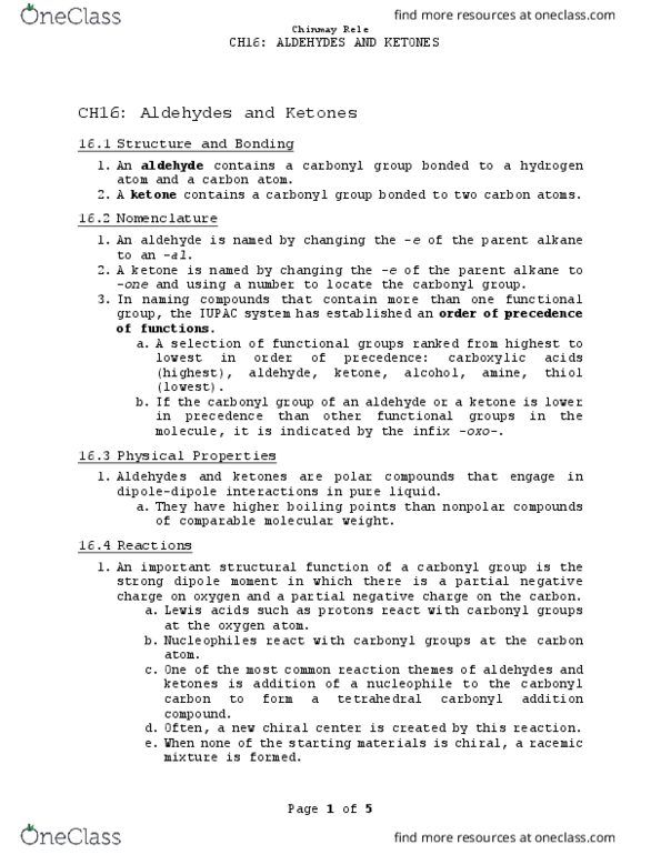 01:160:308 Lecture Notes - Lecture 20: Hydrazine, Organic Synthesis, Tautomer thumbnail