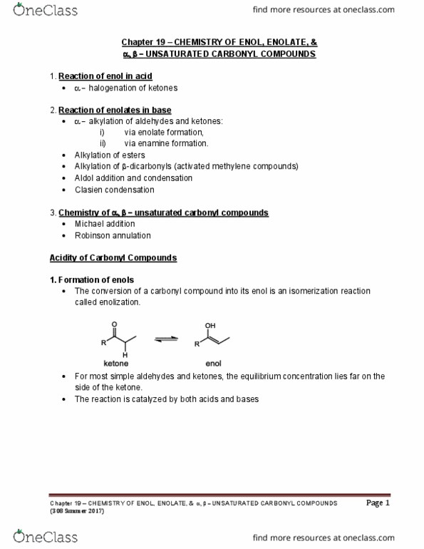 01:160:308 Lecture Notes - Lecture 26: Decarboxylation, Lithium Diisopropylamide, Regioselectivity thumbnail