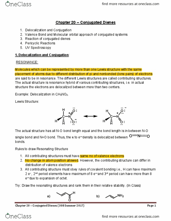 01:160:308 Lecture Notes - Lecture 28: Hydrogenation, Electrocyclic Reaction, Stereospecificity thumbnail