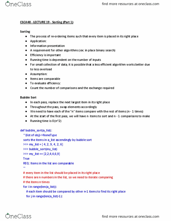 CSCA48H3 Lecture Notes - Lecture 19: Hash Table, Insertion Sort, Selection Sort thumbnail
