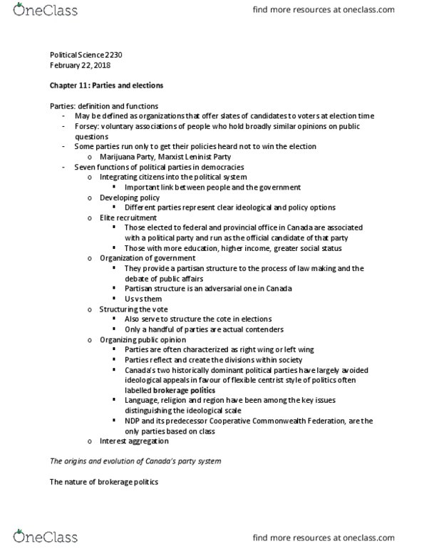 Political Science 2230E Chapter Notes - Chapter 11: Proportional Representation, Auslink, Clear Grits thumbnail