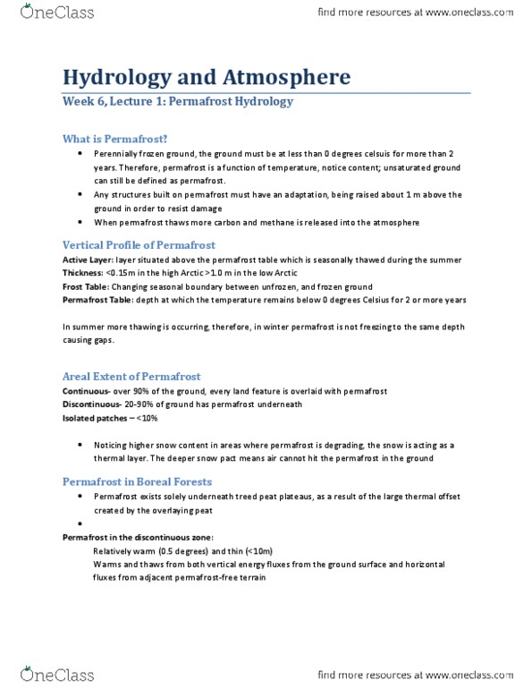 GG281 Lecture Notes - Lecture 6: Limiting Factor, Permafrost thumbnail