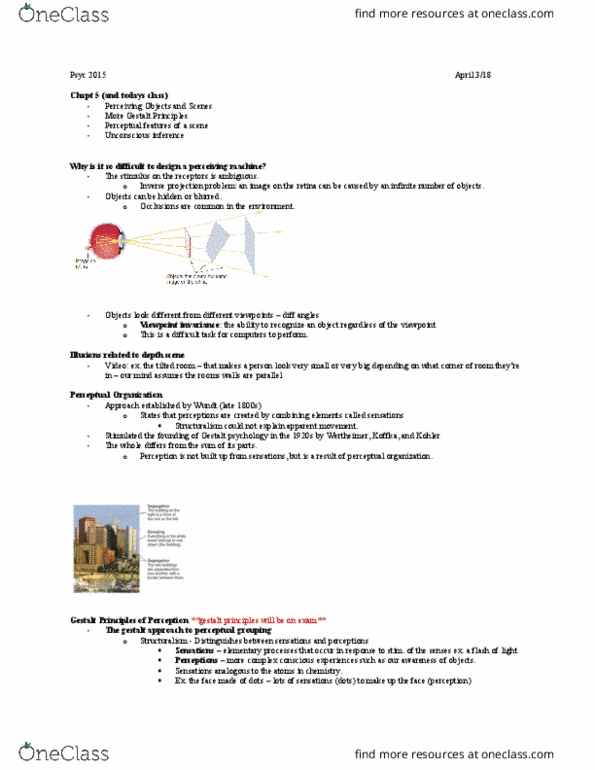 Psychology 2015A/B Lecture Notes - Lecture 9: Fusiform Face Area, Subtractive Color, Likelihood Principle thumbnail