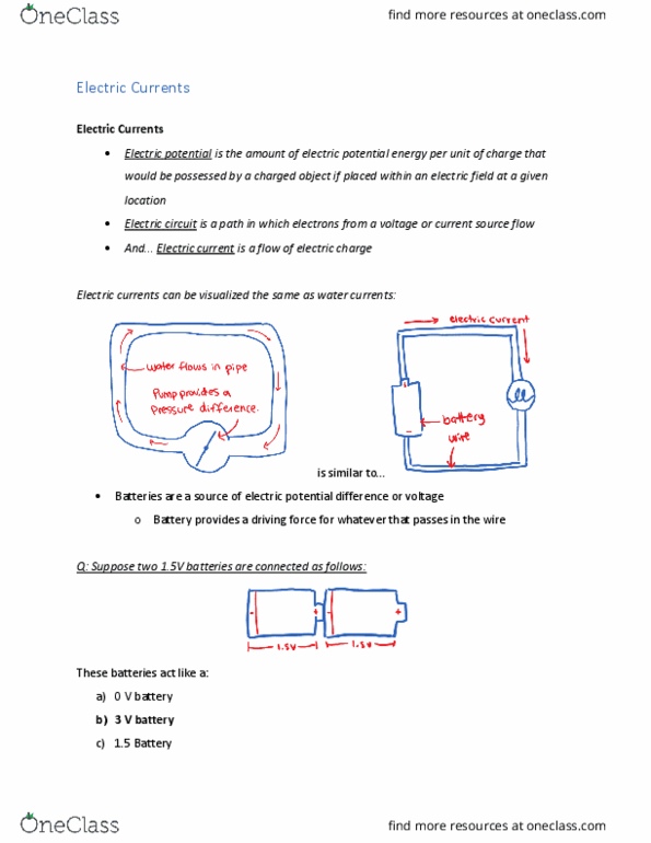 PHY205H1 Lecture Notes - Lecture 15: Electric Potential Energy, Electric Potential, Electrical Network thumbnail