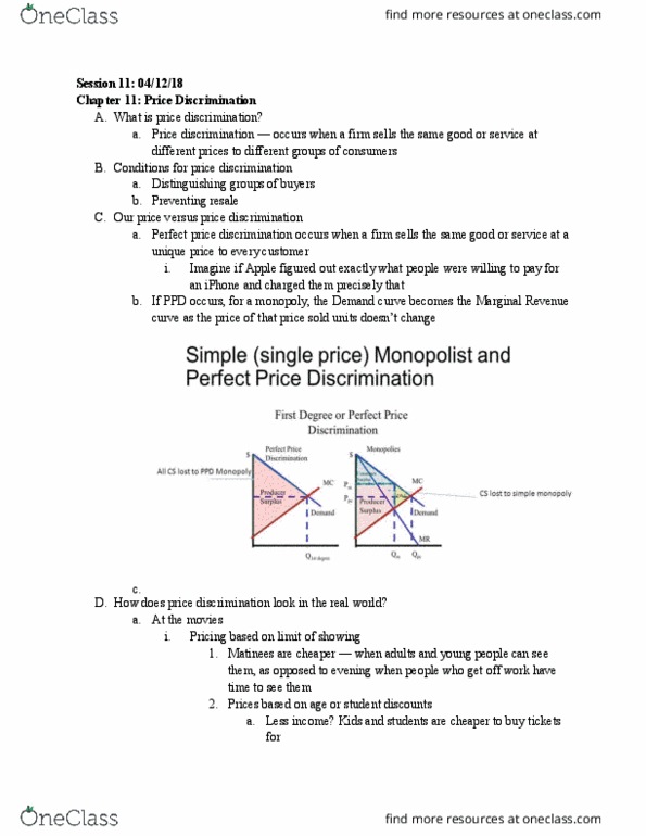 ECON 2106 Lecture Notes - Lecture 11: Price Discrimination, Our Price, Marginal Revenue thumbnail