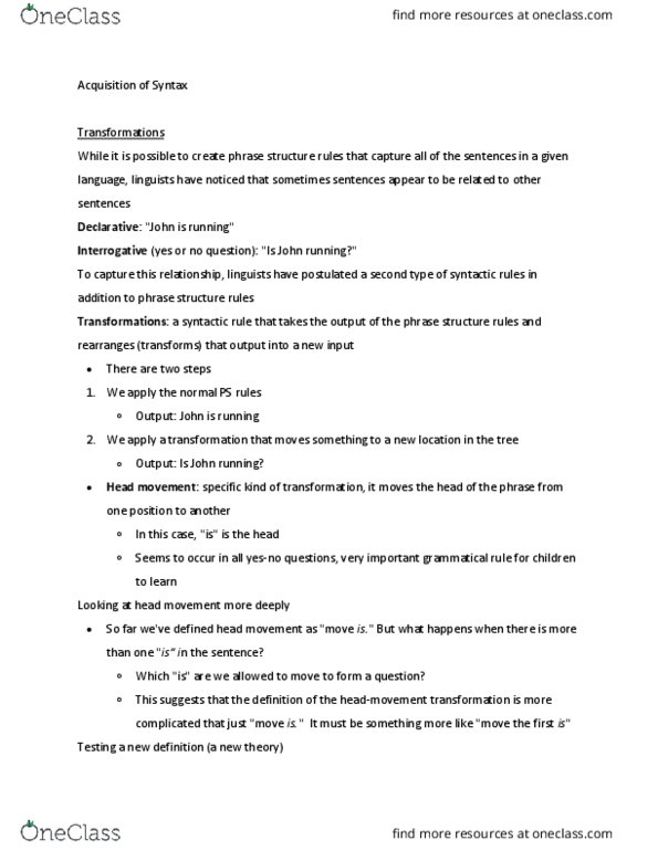 LING 1010 Lecture Notes - Lecture 16: Phrase Structure Rules, Relative Clause thumbnail