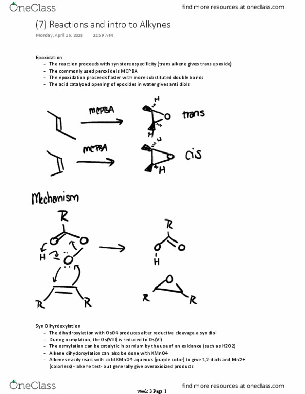 CHEM 140B Lecture Notes - Lecture 7: Hydrogenation, Ozonide, Hyperconjugation thumbnail