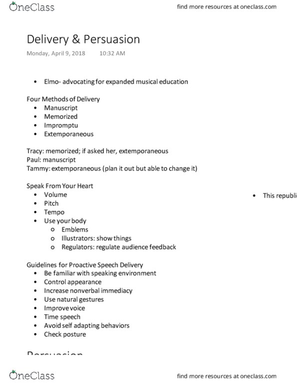 COM 1000 Lecture Notes - Lecture 10: Tupperware, Elaboration Likelihood Model thumbnail