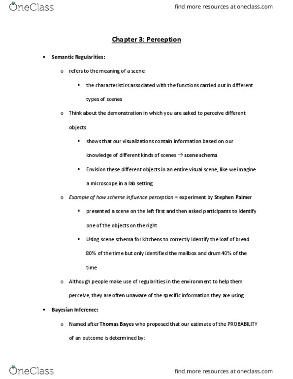 PSY30400 Chapter Notes - Chapter 3: Retina, Thomas Bayes, Prior Probability thumbnail