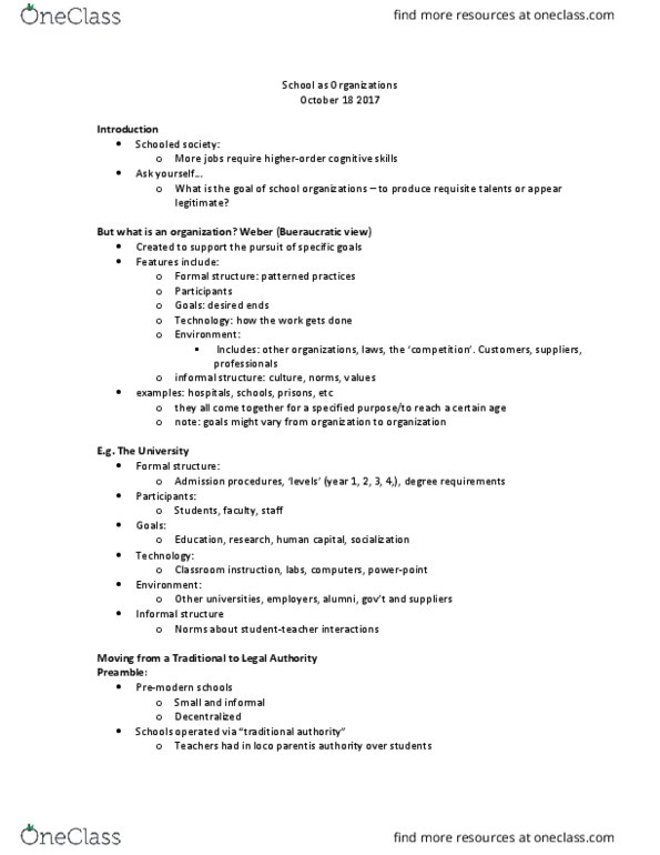 SY316 Lecture Notes - Lecture 9: Loose Coupling, Human Capital thumbnail