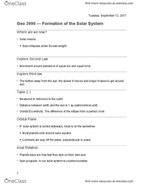 Geography 2090A/B Lecture 5: Formation of our solar system thumbnail