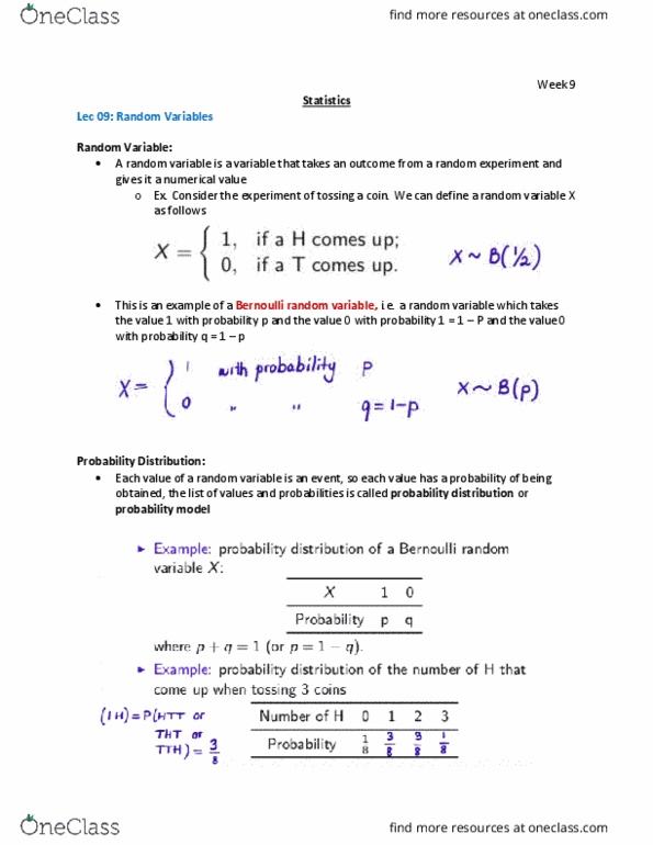 STAB22H3 Lecture Notes - Lecture 9: Squared Deviations From The Mean, Probability Distribution, Simple Random Sample thumbnail