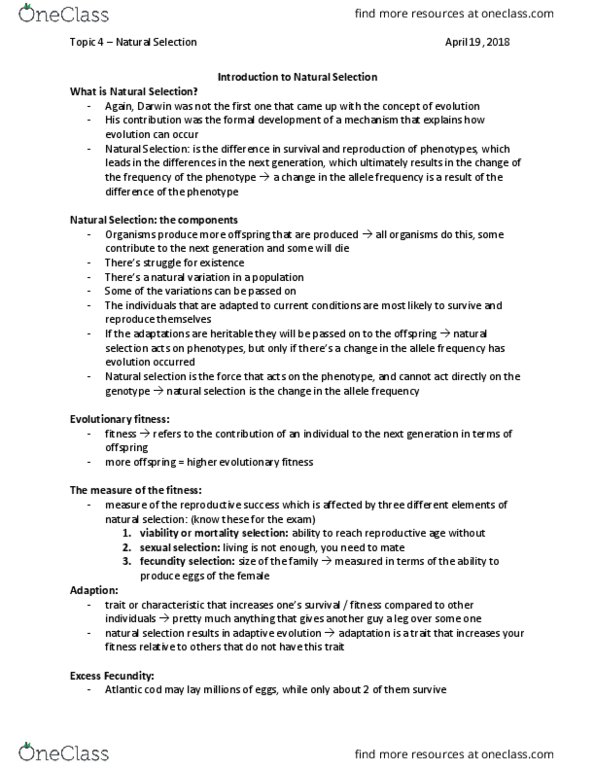 BIOL359 Lecture Notes - Lecture 4: Fecundity Selection, Atlantic Cod thumbnail