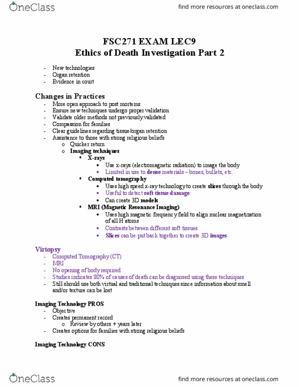 FSC271H5 Lecture Notes - Lecture 9: Bristol Royal Infirmary, Department Of Justice And Correctional Services, Tomb thumbnail