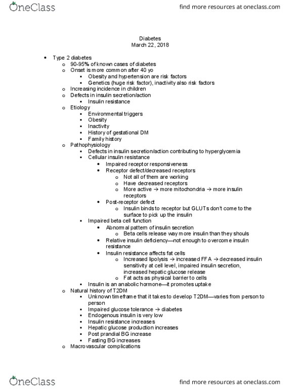 HUN 4446 Lecture Notes - Lecture 25: Glucose Tolerance Test, Polyphagia, Hyperinsulinemia thumbnail