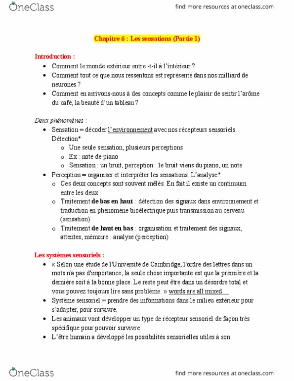 PSY 1501 Lecture Notes - Lecture 1: Voseo, Thalamus, Cnes thumbnail