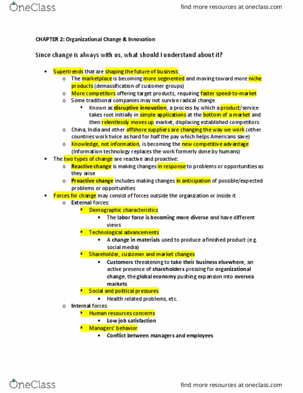 MGM102H5 Chapter Notes - Chapter 2: Organization Development, Peer Pressure, Organizational Culture thumbnail