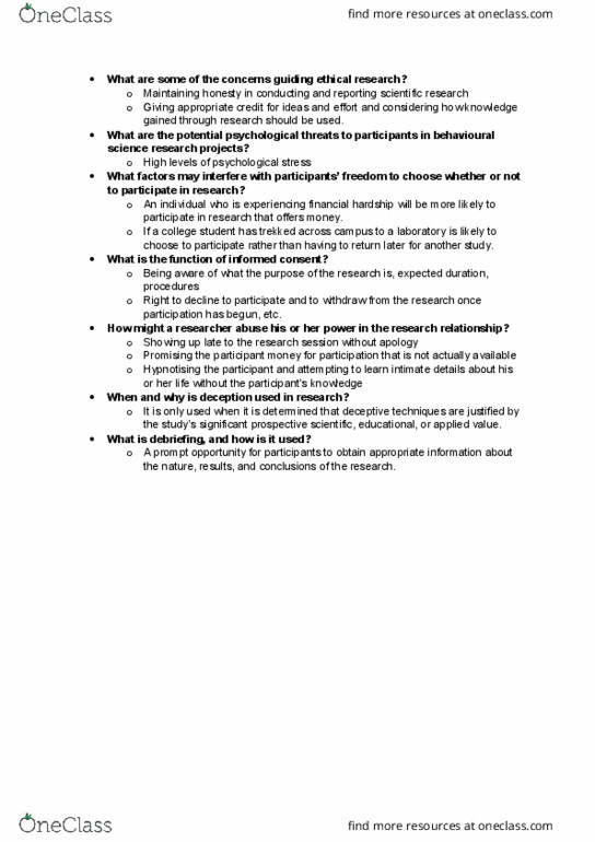 PSYC 2360 Chapter Notes - Chapter 3: Behavioural Sciences thumbnail