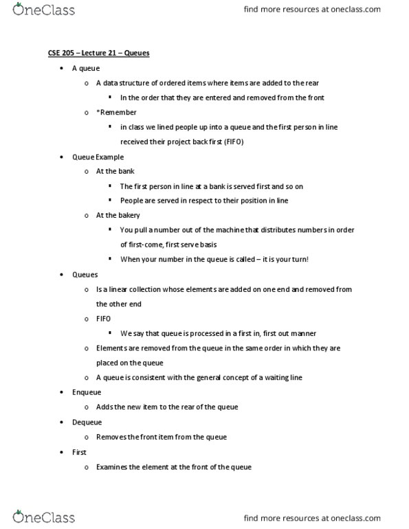 CSE 205 Lecture Notes - Lecture 21: Linked List thumbnail