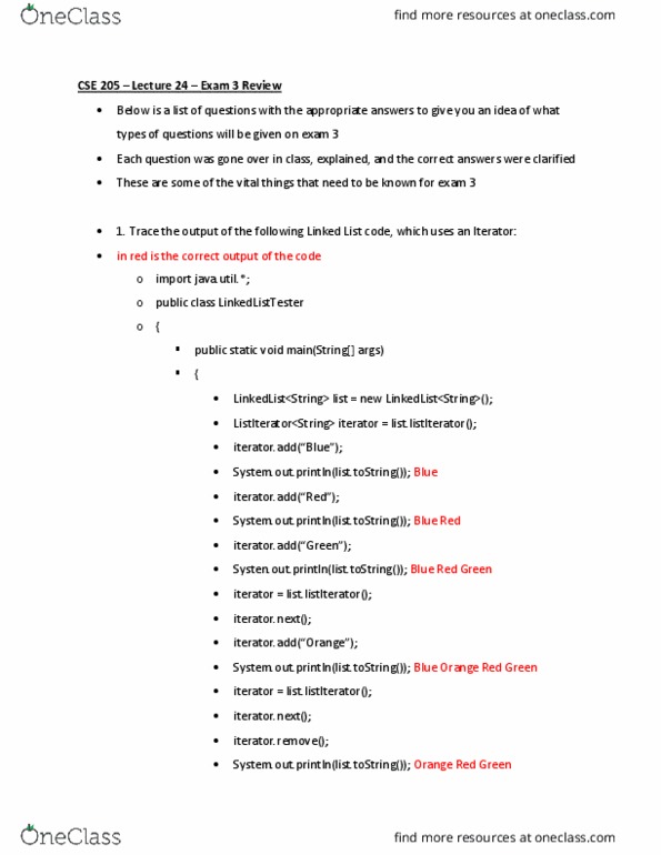 CSE 205 Lecture Notes - Lecture 25: Merge Sort, Blood Orange, Linked List thumbnail