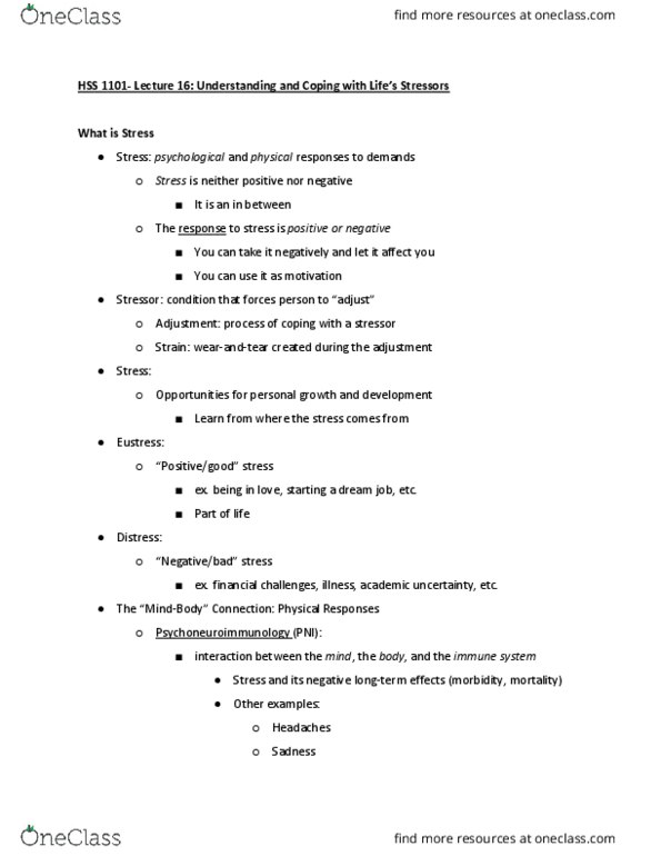 HSS 1101 Lecture Notes - Lecture 16: Learned Helplessness, Background Noise, Homeostasis thumbnail