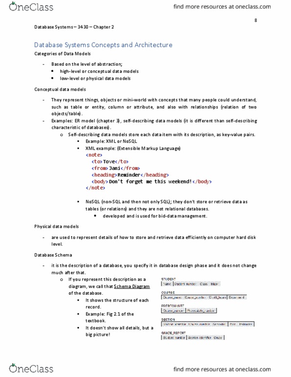 CS 3430 Lecture Notes - Lecture 4: Physical Data Model, Database Schema, Nosql thumbnail