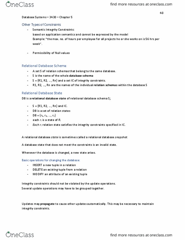 CS 3430 Lecture Notes - Lecture 15: Foreign Key, Data Domain, Unique Key thumbnail