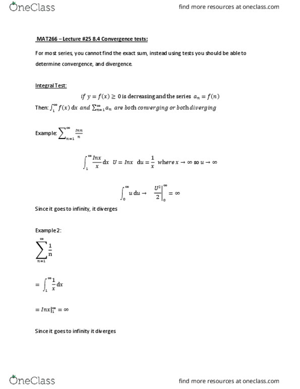 MAT 266 Lecture Notes - Lecture 26: Alternating Series, Ratio Test thumbnail