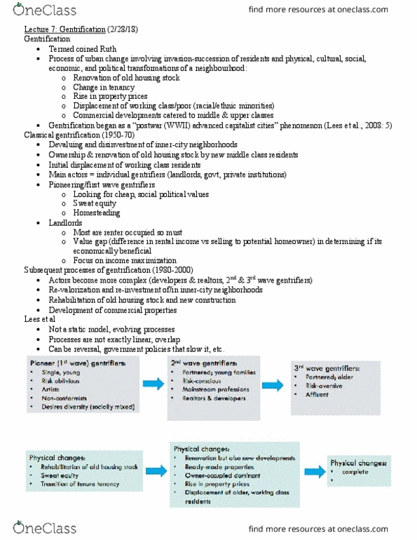 SOCI 366 Lecture Notes - Lecture 7: Gentrification, Sweat Equity, Social Capital thumbnail