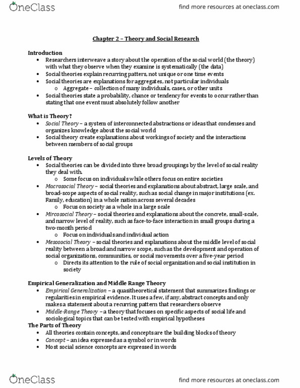 Sociology 2206A/B Chapter Notes - Chapter 2: Racialization, Critical Race Theory, Nomothetic thumbnail