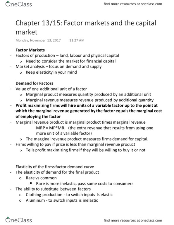 EC120 Chapter Notes - Chapter 13: Economic Surplus, Opportunity Cost, Economic Rent thumbnail