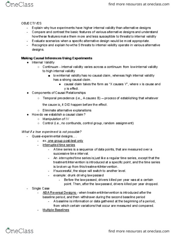 PSYC 217 Lecture Notes - Lecture 14: Time Series, Random Assignment, Internal Validity thumbnail