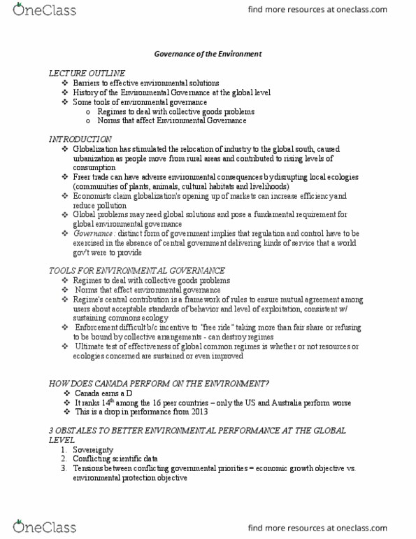 PO102 Lecture Notes - Lecture 7: United Nations Environment Programme, Clean Development Mechanism, 2Degrees thumbnail